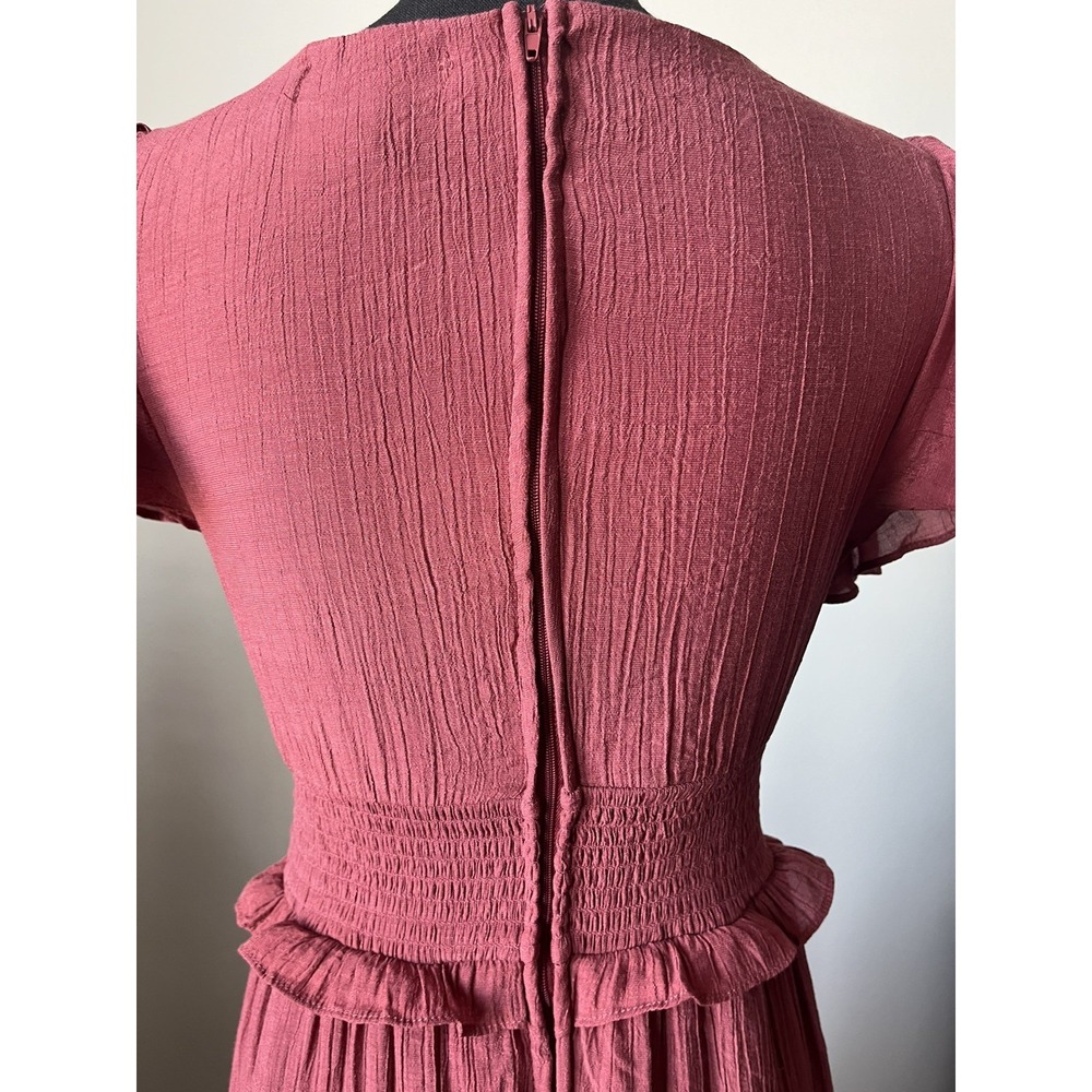 Audrey Parks Womens Smocked‎ Milkmaid Tiered Maxi Dress Pink Princess Feminine S - Picture 7 of 13